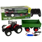 LeanToys RC-Anhänger Traktor mit Anhänger CH RTR Rot/Grün (1:24)