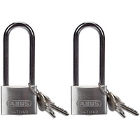 ABUS Vorhängeschloss Titalium 64TI/40HB63 gl.-6411 - gleichschließend und mit hohem Bügel - Kellerschloss mit Schlosskörper aus Spezial-Aluminium - ABUS-Sicherheitslevel 5 (Packung mit 2)