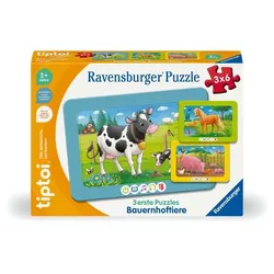 Ravensburger tiptoi Puzzle 00229 - 3 erste Puzzles: Bauernhoftiere, niedliche Rahmenpuzzles für Kinder ab 2 Jahren