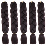 5 Stücke Jumbo Braids Extensions, 120cm Kunsthaar zum Einflechten Twist Zöpfe Synthetik Crochet Hair Flechthaar Haarverlängerungen Einfarbige Ombre Jumbo Zöpfe Haar Flechten Extensions für Crochet