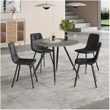 [en.casa] Essgruppe Fitjar 5-teilig Betonoptik/Dunkelgrau