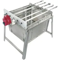 RAMBO TOGO Schaschlik Grill aus Edelstahl mit Motor, tragbar und kompakt