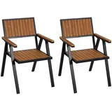 MCW Gartenstuhl J95 2er-Set Gestell Schwarz Teak