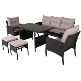 VCM Knock Dining-Loungeset 6-tlg. grau/schwarz
