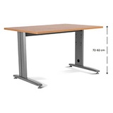 rocada METAL höhenverstellbarer Schreibtisch eiche rechteckig, T-Fuß-Gestell grau 140,0 x 80,0 cm