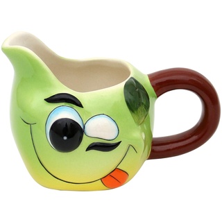 Dekohelden24 Keramik Milchkanne/Sahnekännchen als Apfel in grün, Maße ca. 14 x 11 x 8,5 cm.