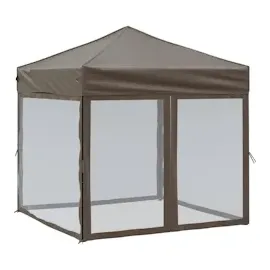 vidaXL Partyzelt Faltbar mit Mesh-Seitenwänden Taupe 2x2 m