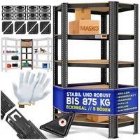 Masko Eckregal MDF/Metall 180x75x40cm schwarz 5 verstellbare Ablagen