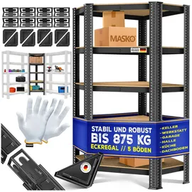 Masko Eckregal MDF/Metall 180x75x40cm schwarz 5 verstellbare Ablagen