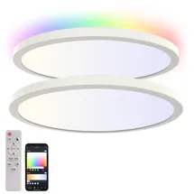Luminea Home Control 2er-Set Super Slim WLAN-CCT-LED-Deckenlampen, Memory-Funktion, App