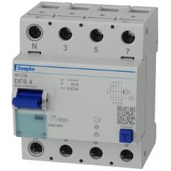 Doepke FI-Schutzschalter DFS 4 063-4/0,03-A, 63A, 30mA, 4-polig, Typ A, N links