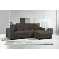 Ecksofa HOME AFFAIRE "Nosia L-Form", grau (anthrazit), B:234cm H:85cm T:163cm, 100% Polyester, Sofas, incl. 2 Zierkissen, mit feiner Steppung