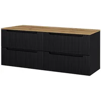 [en.casa] Waschbeckenunterschrank Waschtischunterschrank Skelbolu 160x60x40 cm Schwarz/Eiche