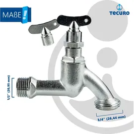 tecuro Auslaufventil 1/2 Zoll, Steckschlüssel-Oberteil Schlauchtülle, Ms mattverchromt