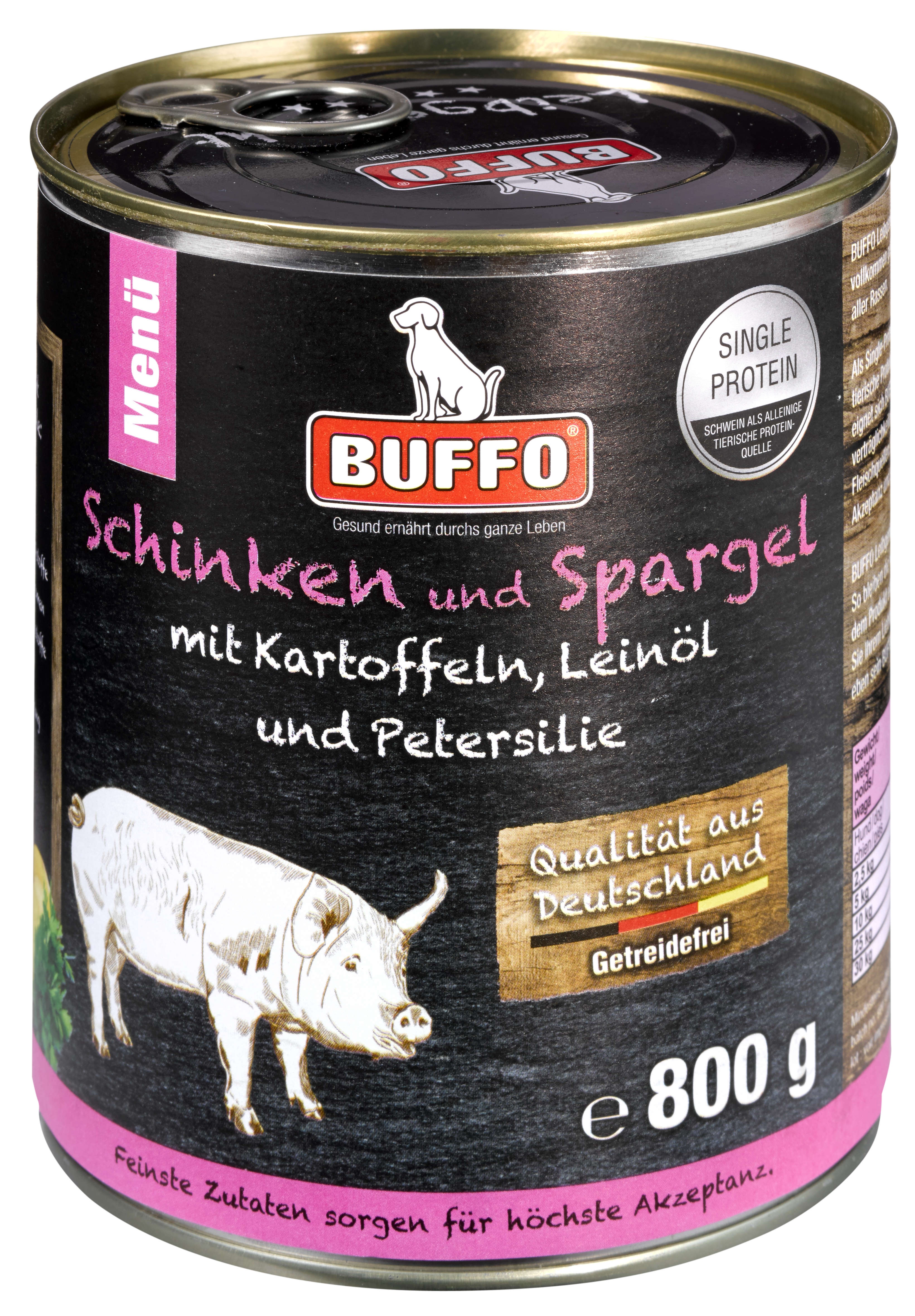 BUFFO Hunde-Nassfutter Leibgericht Schinken & Spargel