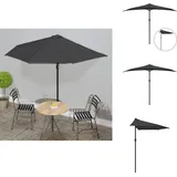 Vidaxl - Balkon-Sonnenschirm mit Alu-Mast Anthrazit 300x155 cm Halbrund - Balkonschirm - Sonnenschirm - Gartensonnenschirm - Halbmondschirms