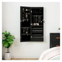 vidaXL Spiegel-Schmuckschrank mit LED-Beleuchtung Wandmontage Schwarz