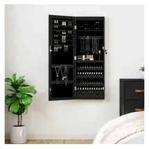vidaXL Spiegel-Schmuckschrank mit LED-Beleuchtung Wandmontage Schwarz