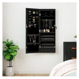 vidaXL Spiegel-Schmuckschrank mit LED-Beleuchtung Wandmontage Schwarz