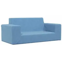 vidaXL Kindersofa 2-Sitzer Blau Weich Plüsch