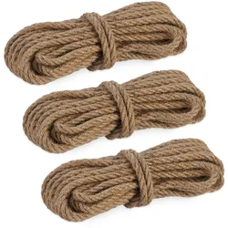 Relaxdays Juteseil 8 mm, 3er Set Naturseile je 10 m, biologisch abbaubar, Basteln, Garten, Verpackung, Kordel, natur