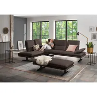 W.Schillig Ecksofa "broadway, Designsofa, toller Sitzkomfort, zeitlos, elegant, L-Form", braun (mocca s37), B:284cm H:94cm T:224cm, Stoff S37 (100% Polyester): Luxus-Microfaser in Lederoptik, Sofas, Ecksofa, Sitztiefenverstellung, Kopfteil- & Seitenteilverstellung,
