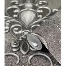 Glööckler Vliestapete Imperial Ornamental 70 cm x 10 m lila/schwarz/silber 54853