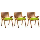 vidaXL Gartenstuhl 62,5 x 93,4 x 35 cm grün 3 St.