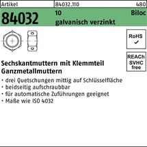 Industrial Quality Supplies Selbstsichernde Sechskantmutter ART 84032 M 5 x 0,8 Stahl galvanisch verzinkt Biloc