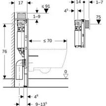 Geberit Duofix Element für Wand-WC, 82cm mit Omega UP-Spülkasten 12 cm, 111003002