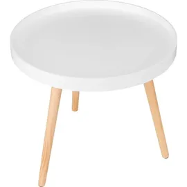 Woltu Beistelltisch Rund Weiß MDF 50 x 44 cm