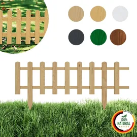 Floranica Zierzaun aus Holz 100 x 30 cm Natur imprägniert Steckzaun als Beeteinfassung Rasenkante Tierzaun Bauernzaun - Braun/Grau/Weiß/Grün