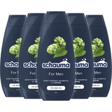 Schauma Schwarzkopf Shampoo For Men (5x 400 ml), kräftigendes Herren Shampoo sorgt für gekräftigtes Haar und pflegt die Haarstruktur, Haarshampoo perfekt für normales Haar