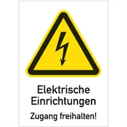 Schild Elektrische Einrichtungen Zugang freihalten!, Kombischild,Kunststoff, 210x297 mm