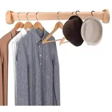 Kleiderstange aus Holz zum Aufhängen für Schrank, ovale Stange, Kleider-Organizer, 80 cm Länge, ideal für Waschküche