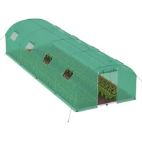 LZQ Foliengewächshaus für Garten 3x8x2 m Gewächshaus UV-beständig & Winterfestes Gewächshaus 24 m2 Folientunnel Tomatenhaus mit Fenstern, Tür & Verstärktem Rahmen, Grün