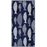 DecoKing Strandtuch groß 90x180 cm Baumwolle Frottee Velours Badetuch blau weiß Fish