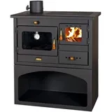 Prity - Stufa A Legna Con Forno. Piastre In Ghisa. Potenza Termica 10kw. Modello 1p 34 Con Canna Fumaria Sinistra - Black