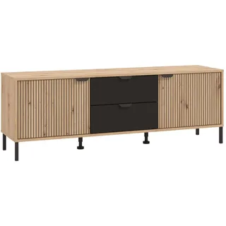 Home Affaire »Mayenne, TV-Lowboard, Breite 157 cm«, TV-Kommode, Türen mit Rillen-Optik, 2 Schubkästen