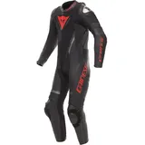 Dainese Demon Sprint, perforierte 1-Teiler Motorrad Lederkombi, schwarz/schwarz/rot, 46
