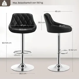 Woltu Barhocker 38,5 x 104 cm Schwarz