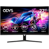 Odys XP27-F-180-27 Zoll (69 cm) Curved Office & Gaming Monitor (Full-HD, 1.920x1.080 Pixel, 180 Hz, 1ms Reaktionszeit (MPRT), FreeSync, HDMI, Display Port,