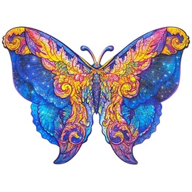 Unidragon 199-tlg. Holzpuzzle Intergalaxy Butterfly, Medium 32x23 cm)