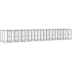 Outdoor-Hundezwinger Stahl mit Überdachung 26,62 m2