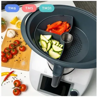 Mixcover Garraumteiler (viertel) für Thermomix Varoma Dampfgarraum - zum Aufteilen des Garraums, Dampfgarteiler kompatibel mit TM5 TM6 TM31 viertel