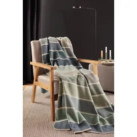 Biederlack Wohndecke Cotton Lines grün 150x200 cm - grün;grau