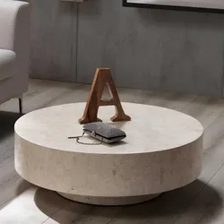 Runder Couchtisch in Creme Stein