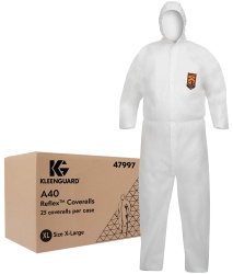 KleenGuard® A40 Schutzanzug Reflex, Einweg, partikeldicht, weiß 47997 , 1 Karton = 25 Anzüge, Größe XL