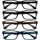 The Reading Glasses Company Die Lesebrille Unternehmen Schwarz Braun Blau Leser Wert 4er-Pack Designer Stil Herren Frauen RRRR92-1123 +1,00