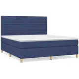 vidaXL Boxspringbett mit Matratze Blau 160x200 cm Stoff1379008